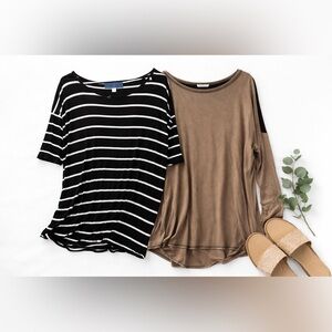 Bundle of 2 Relaxed Fit Tops | Neutral Casual Basics | Size M